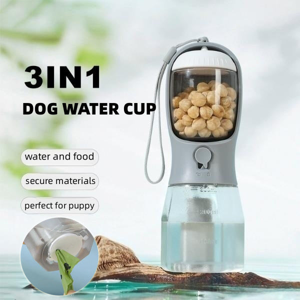 "3-in-1 Portable Dog Water Cup – Drinking, Food, and Garbage Bag Pet Cup, Multi-Functional Small Pet Travel Cup for Dogs"