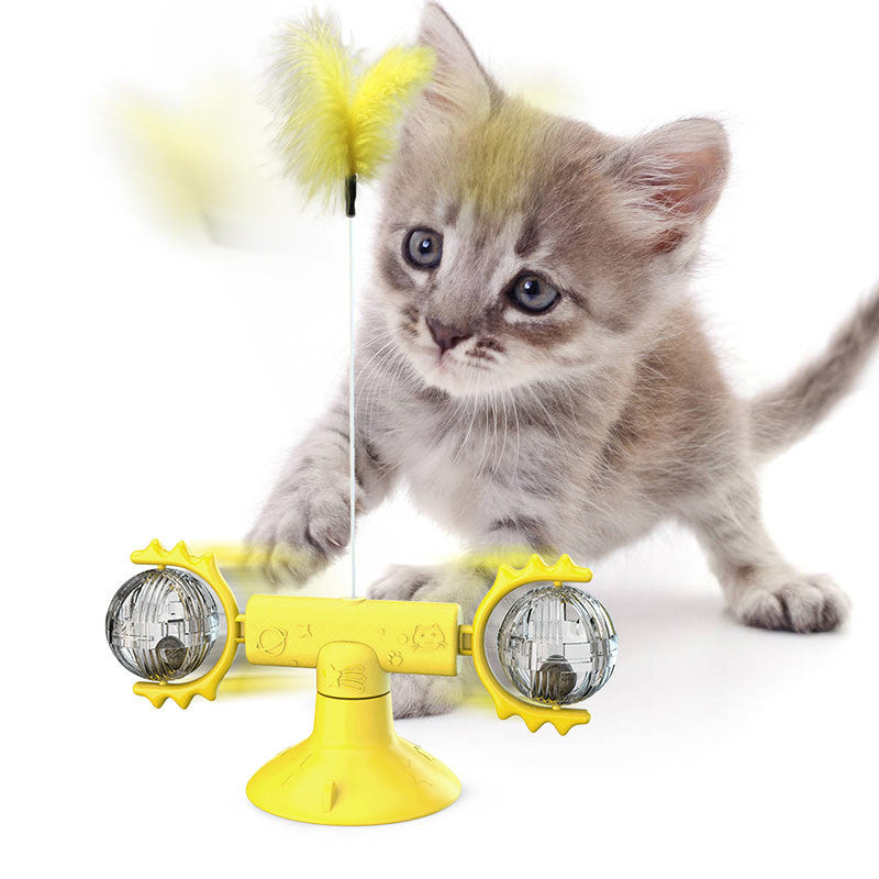 Cat Rotating Windmill Multi-Function Toys Itch Scratching Device Teeth Shining Toy