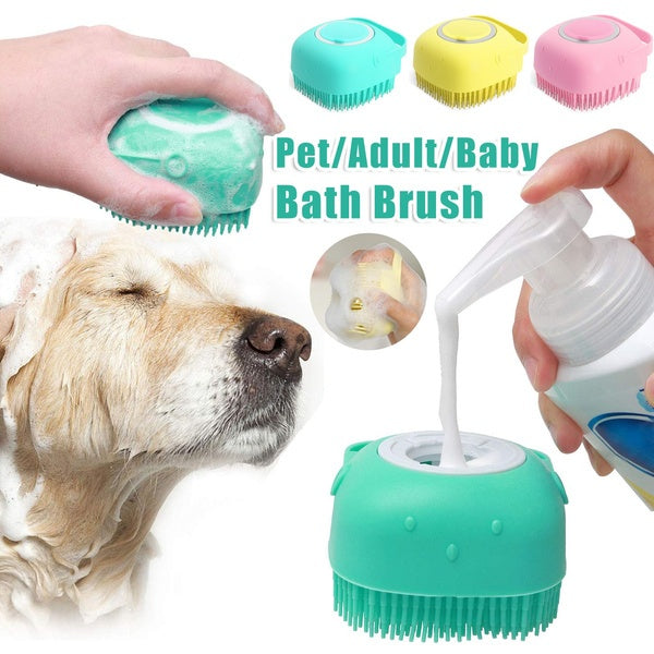 "Silicone Dog Bath Massage Gloves Brush – Pet Grooming Tool for Dog & Cat, Shampoo Applicator, Effective Cleaning & Massage Brush"