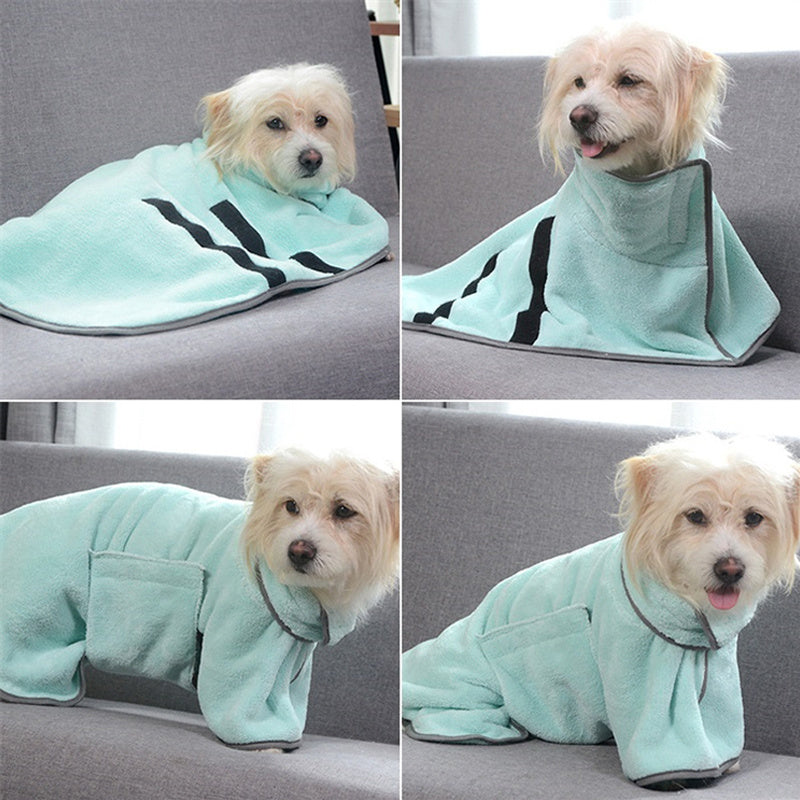 "Microfiber Quick-Dry Pet Towel Bathrobe for Dogs & Cats – Super Absorbent, Soft, and Comfortable Drying Solution"