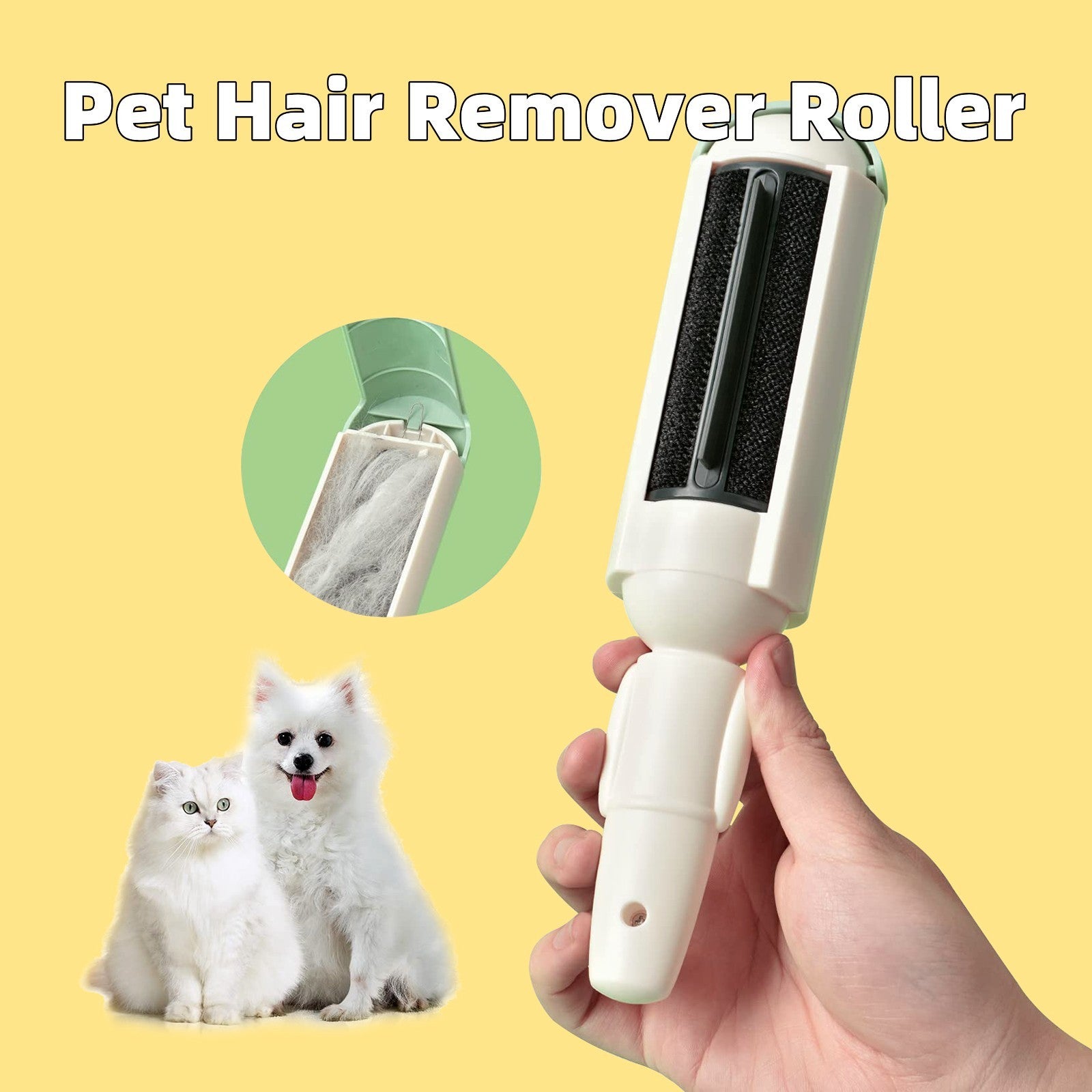 "Pet Hair Remover Roller for Dog & Cat Fur – Self-Cleaning Lint Roller with Non-Slip Handle, Portable and Reusable for Couch, Car, Carpet & Bedding"