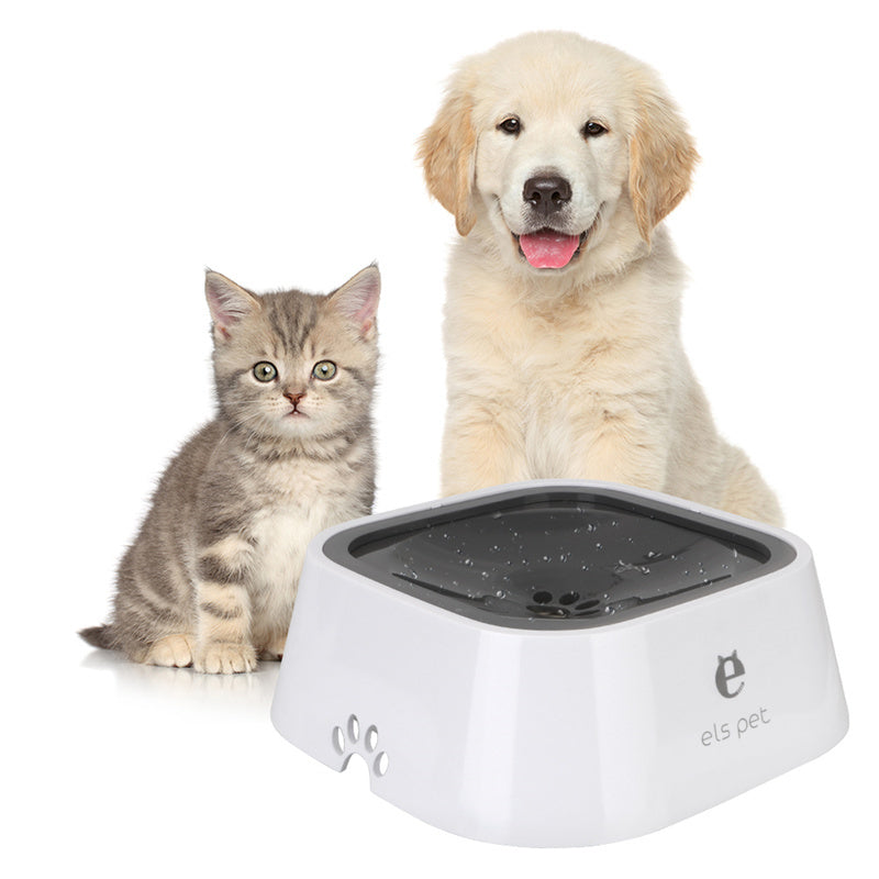 "1.5L Anti-Overflow Cat & Dog Water Bowl – Slow Feeder Pet Fountain, Floating Water Dispenser, ABS & PP, Durable & Leak-Proof"