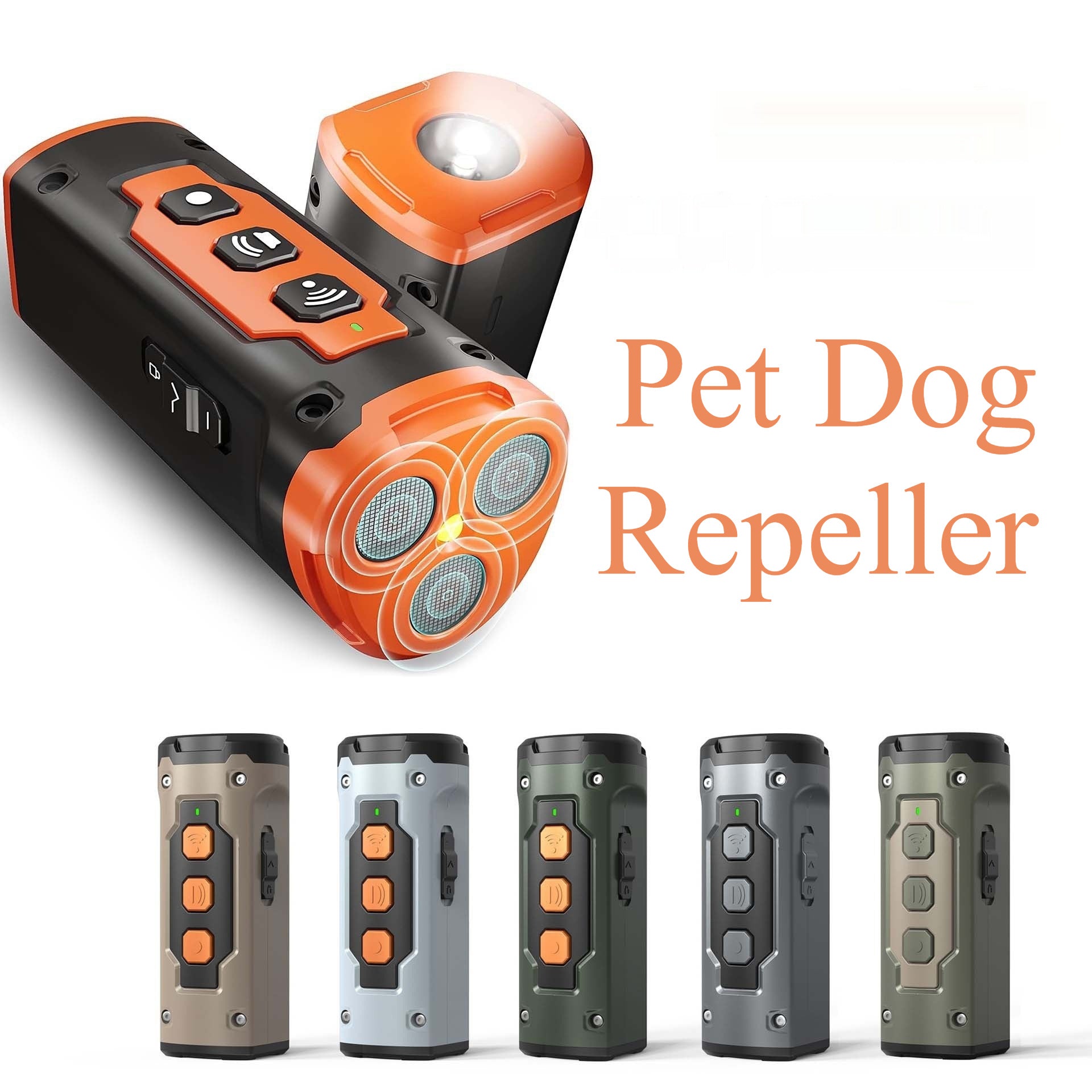 "Dog Drive Ultrasonic Anti-Bark Device with LED Flashlight – Three-Head Bark Deterrent Tool for Dog Behavior Control, Safe and Effective Barking Solution"