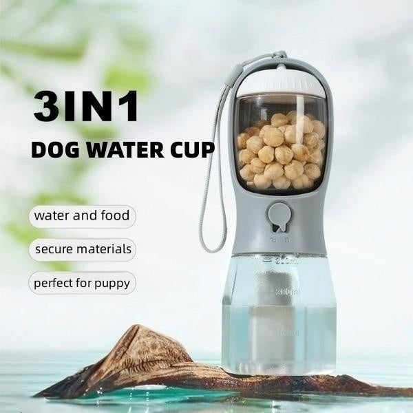 "3-in-1 Portable Dog Water Cup – Drinking, Food, and Garbage Bag Pet Cup, Multi-Functional Small Pet Travel Cup for Dogs"