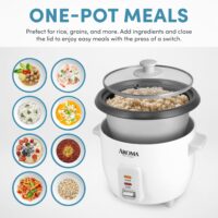 Housewares Aroma 6-cup (cooked) 1.5 Qt. One Touch Rice Cooker, White (ARC-363NG), 6 cup cooked/ 3 cup uncook/ 1.5 Qt. - Image 3