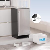 W Drainless Under Counter Ice Maker with 22LBS Storage Bin, Crescent Ice,