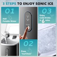 EUHOMY Nugget Ice Maker Countertop with Handle, Ready in 6 Mins, 34lbs Per Day, - Image 2