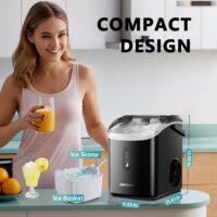 EUHOMY Nugget Ice Maker Countertop with Handle, Ready in 6 Mins, 34lbs Per Day, - Image 4
