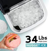 EUHOMY Nugget Ice Maker Countertop with Handle, Ready in 6 Mins, 34lbs Per Day, - Image 6