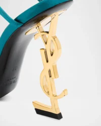 Opyum YSL Logo-Heel Wrap-Ankle Sandals with Golden Hardware - Image 3