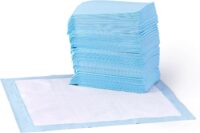 Amazon Basics X-Large Absorbent Puppy Pads, Leak-Proof, Quick-Dry, 28 x 34 Inches, Pack of 50, Blue & White